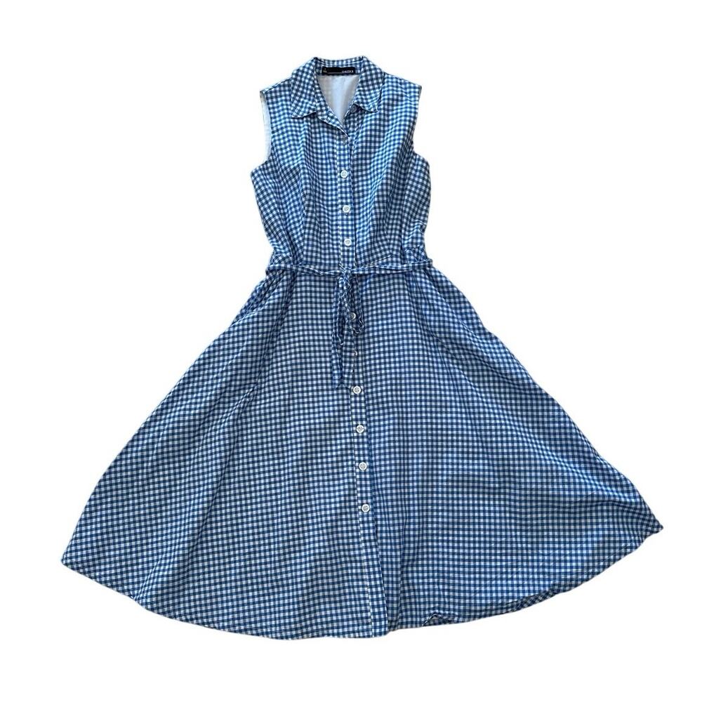 Chetta B Blue Gingham Shirt Dress Sz 4
